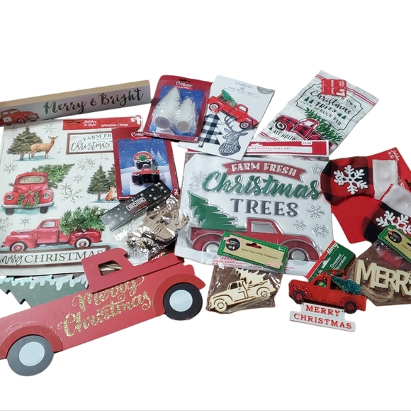 NWT Christmas Bundle Decorations /Crafts Red Truck Theme - Picture 15 of 15